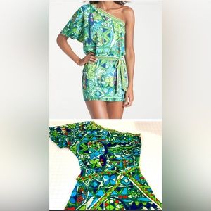 Trina Turk Bali Hai beach cover up one shoulder